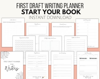 Planificateur d'écriture du premier projet | Roman créatif imprimable | Planification de livre | Calendrier d'écriture Nanowrimo | Suivi du nombre de mots | Aperçu des chapitres