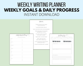 Weekly Writing Goal Planner | Word Count Tracker | NaNoWriMo | Author Printable | Writer Tool | Digital Plan | Instant Download | Fillable