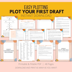 Easy Plotting Novel Workbook | Outlining Your Book | Character Development Guide | Writer&#39;s Guide to Plotting | Instant Download