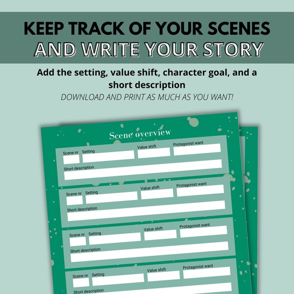 Chapter or Scene Summary List | Book Outline Overview | Novel Planning Printable | Fillable Writer Worksheet | Story Plot | Instant Download