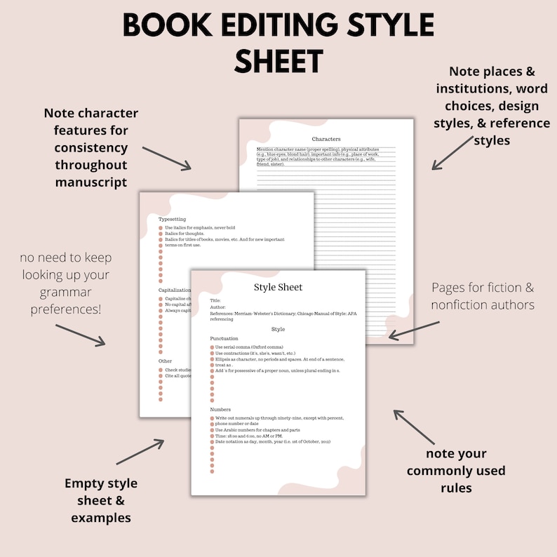 Book Editing Style Sheet for Writers Fiction & Nonfiction - Etsy