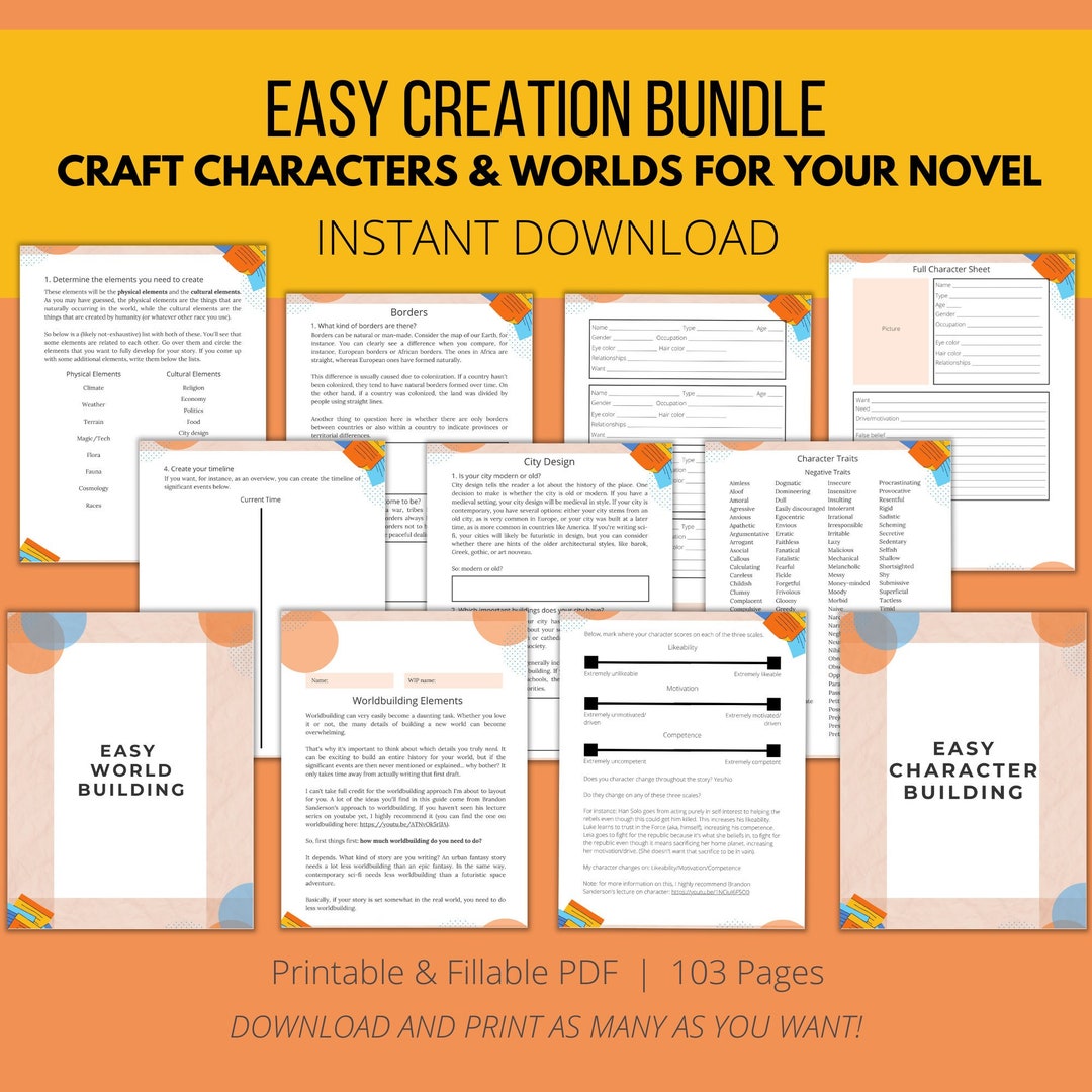 Easy Creation Bundle for Writers | Character Development | Fantasy and ...