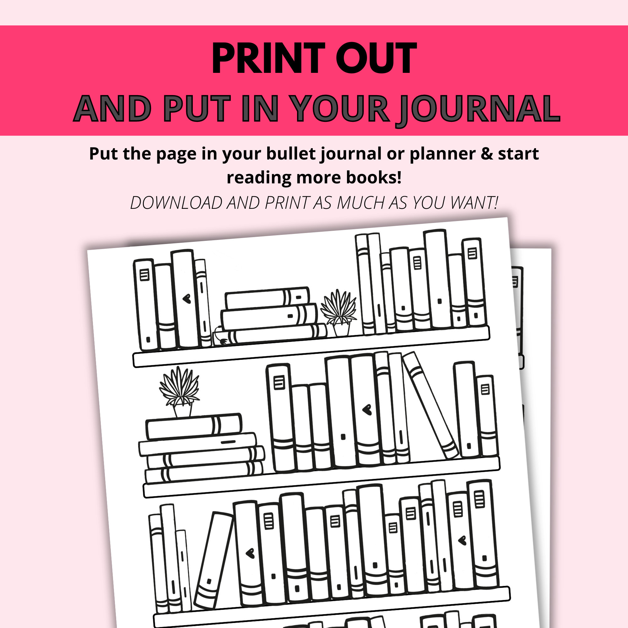 Bookshelf Book Tracker Printable Reading Log Yearly Monthly Reading ...