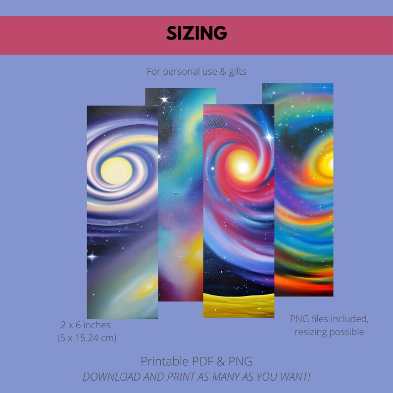 Galaxy Printable Bookmark | Digital Bookmark Set | Space Themed ...
