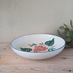Extra large Italian serving bowl vintage Ceramiche Virginia Florence handpainted grape design pottery