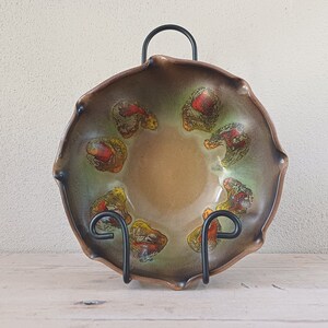 Fratelli Fanciullacci bowl, vintage Italian drip glaze irregular shaped dish signed Italy FF