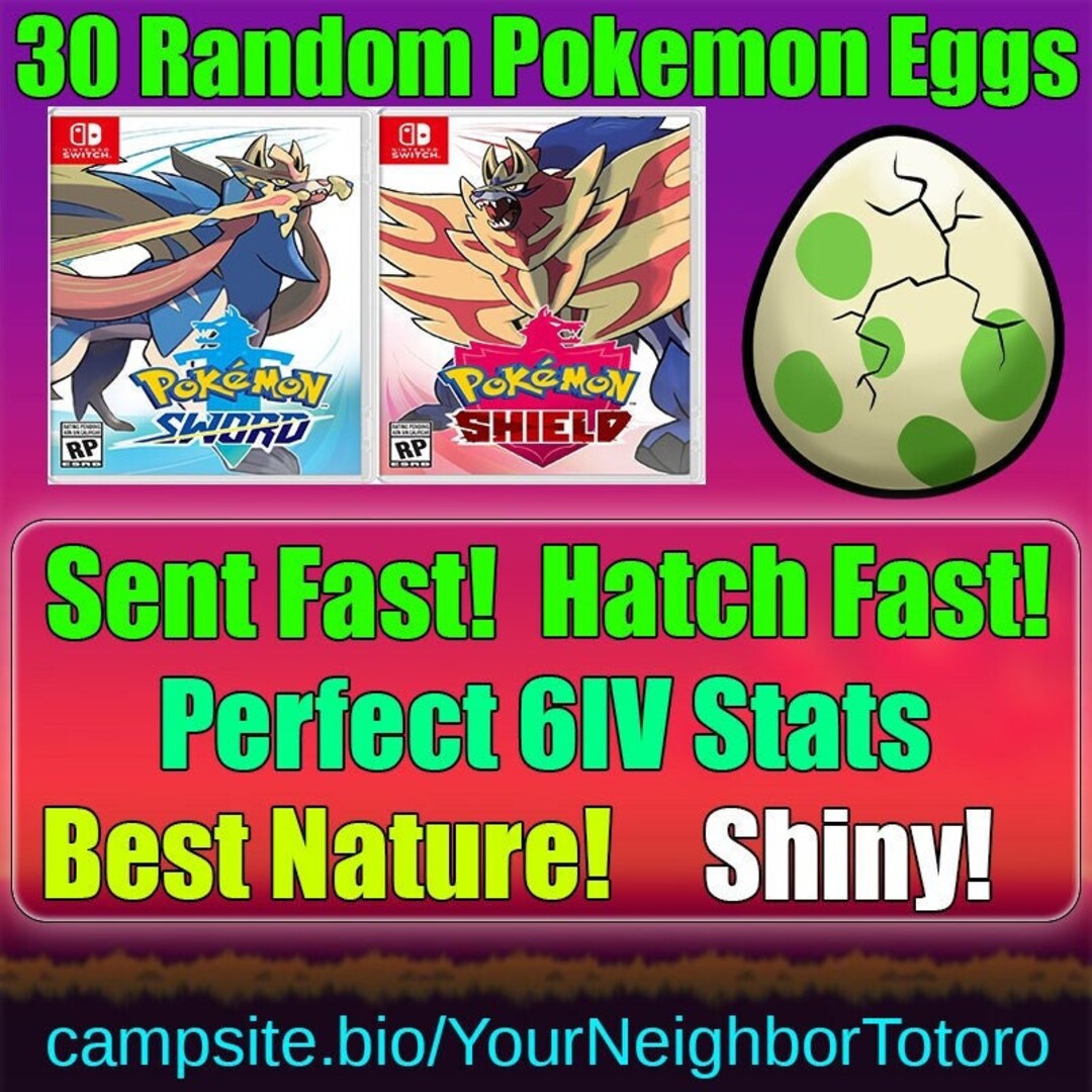 30 Random Shiny Eggs Pokemon Sword and Shield Custom Etsy