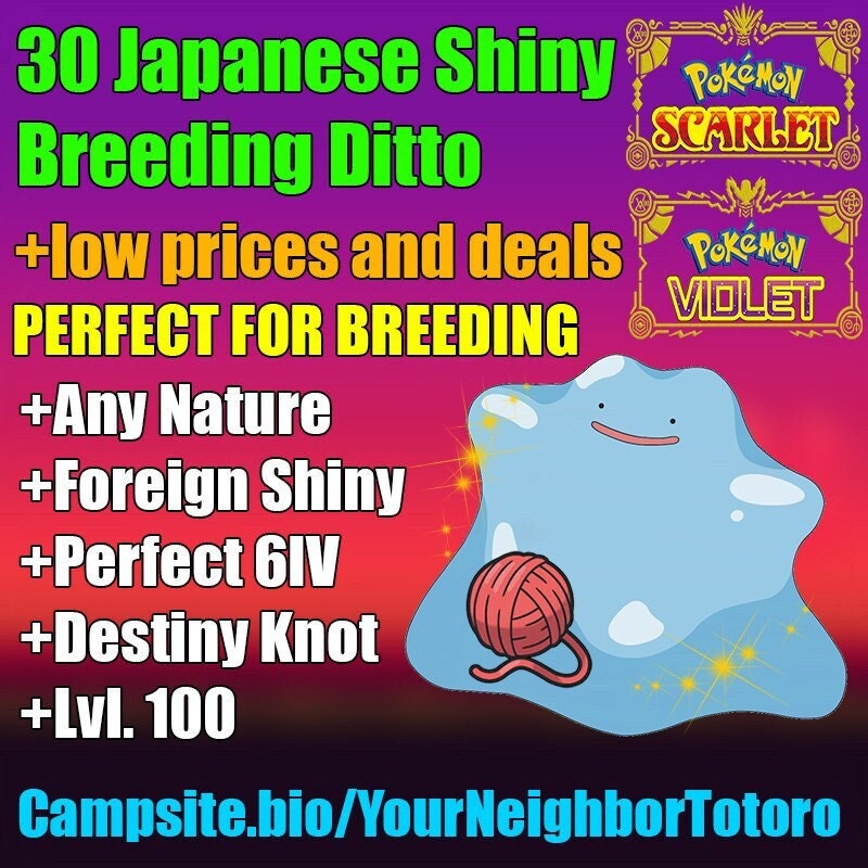 6 x Shiny 6IV Foreign Ditto - Masuda Breeding Pack - Natures: Modest Jolly  Adamant Timid Bold Impish - Pokemon Sword, Shield, Brilliant Diamond,  Shining Pearl, Scarlet, and Violet - elymbmx