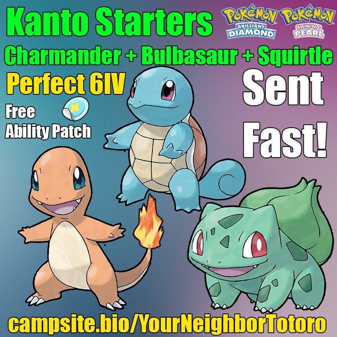 Charmander Squirtle Bulbasaur Kanto Starters Pokemon Brilliant Diamond