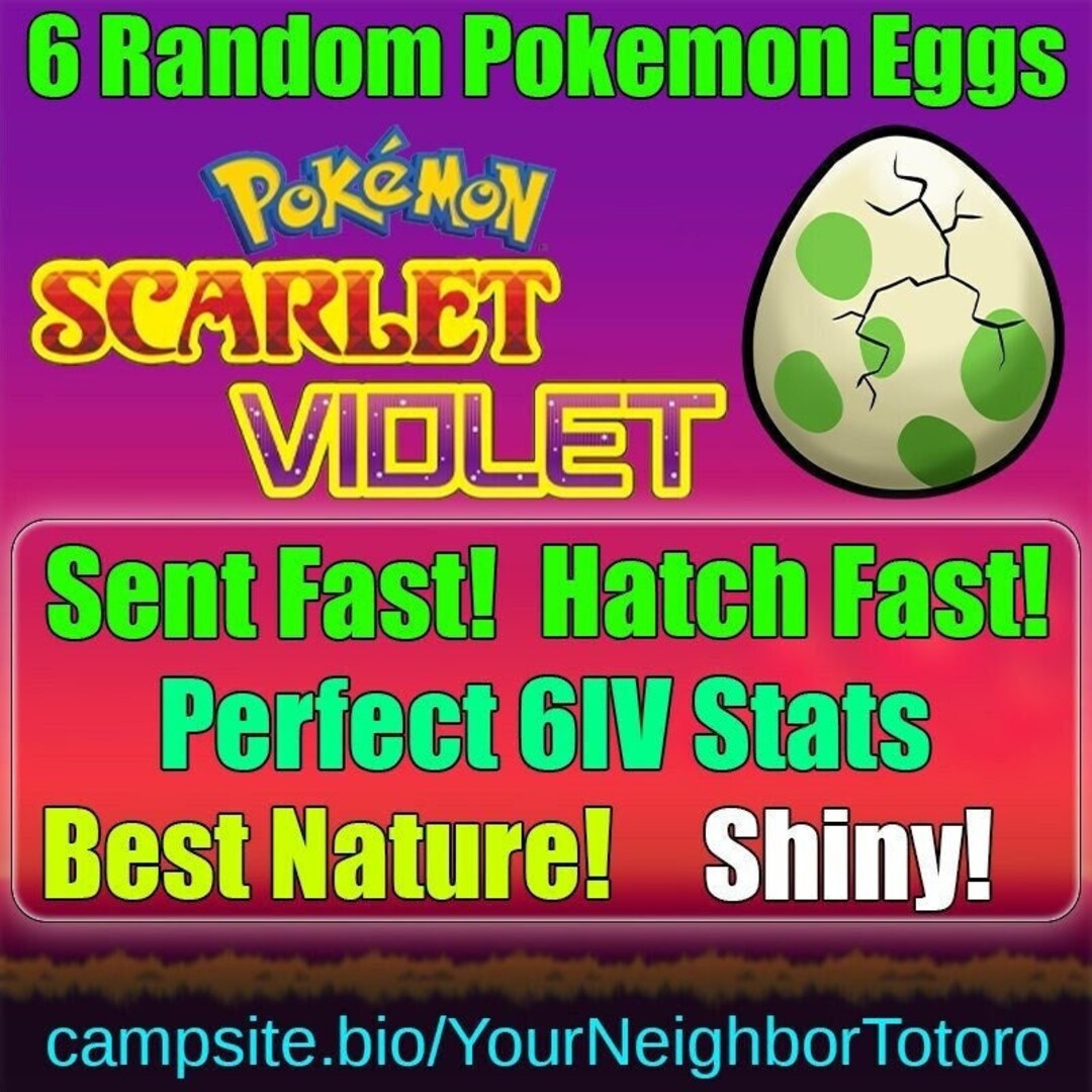 6 Random Shiny Eggs Pokemon Scarlet and Violet Custom Etsy