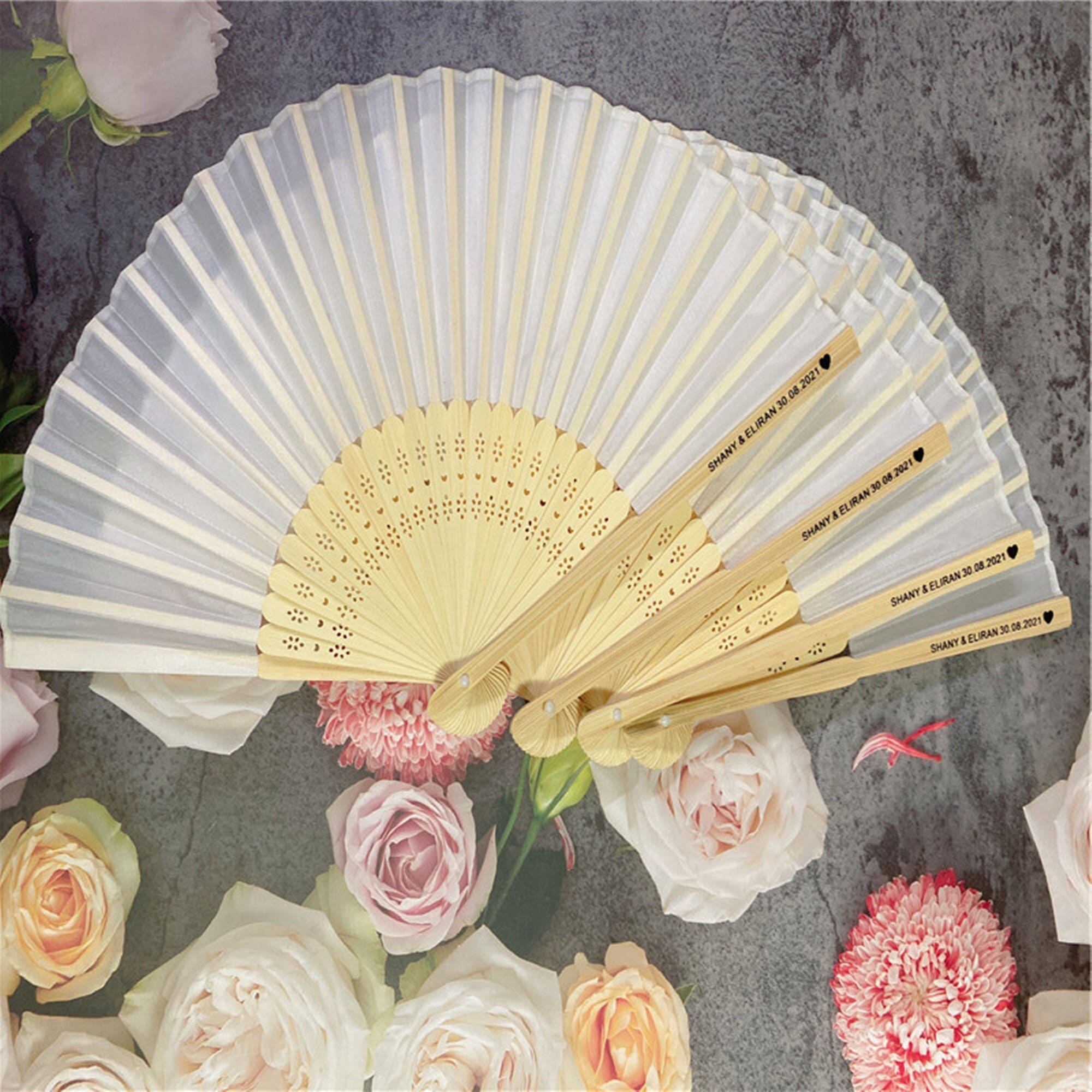 20pcs Customize Folding Fans for Wedding Party Favors, Personalized  Engraved Handheld Fans Gifts for Guests Bulk, Custom Party Fans for Women  Silk