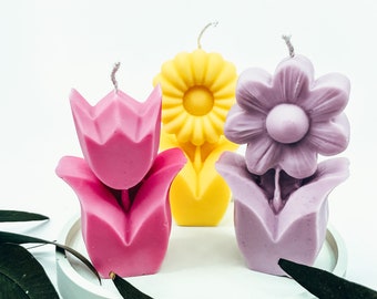 Set of 3 flower 100% soy candle