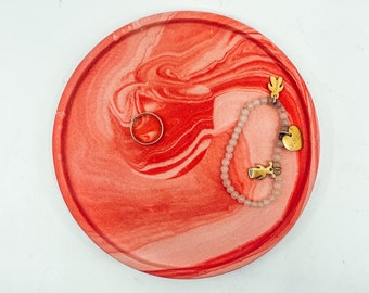 Red Marble trinket jewellery candle tray