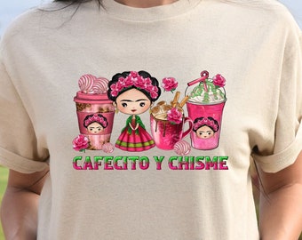 Chemise Cafecito Y Chisme, chemise fête mexicaine, chemise tequila, chemise margarita, chemise fiesta, chemise à boire, chemise sombrero, chemise de festival