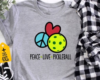 Peace Love Pickleball Shirt, Pickleball Game Shirt, Pickleball Lover Shirt, Pickleball Sports Shirt, Pickleball Player T-Shirt