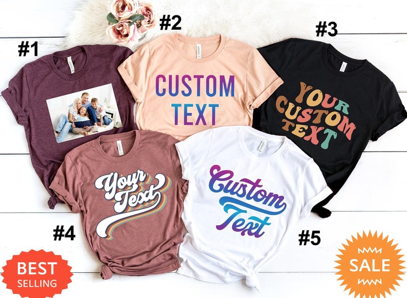 Camisa con logotipo de texto personalizado, camisa personalizada de diseño personalizado, personaliza tu propia camisa, camisa hecha a medida, camiseta personalizada, camisas personalizadas a juego imagen 1