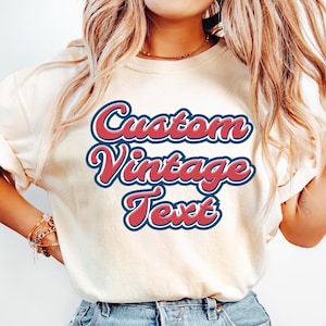 Comfort Colors Custom Name T-Shirt, Retro Family Matching Tee, Vintage Script Shirt, Mama Dad Auntie Shirt, Personalized Gift For Couple