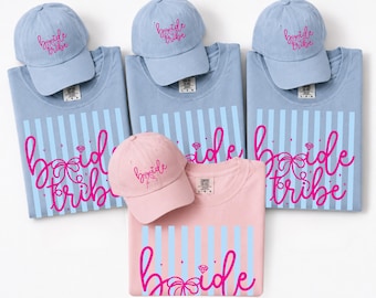 Comfort Colors® Passendes Bachelorette Shirt und Hut, Benutzerdefinierte Retro Text Bekleidung, personalisierte T-Shirt oder Mütze, Bachelorette Geschenk, individuelles Outfit
