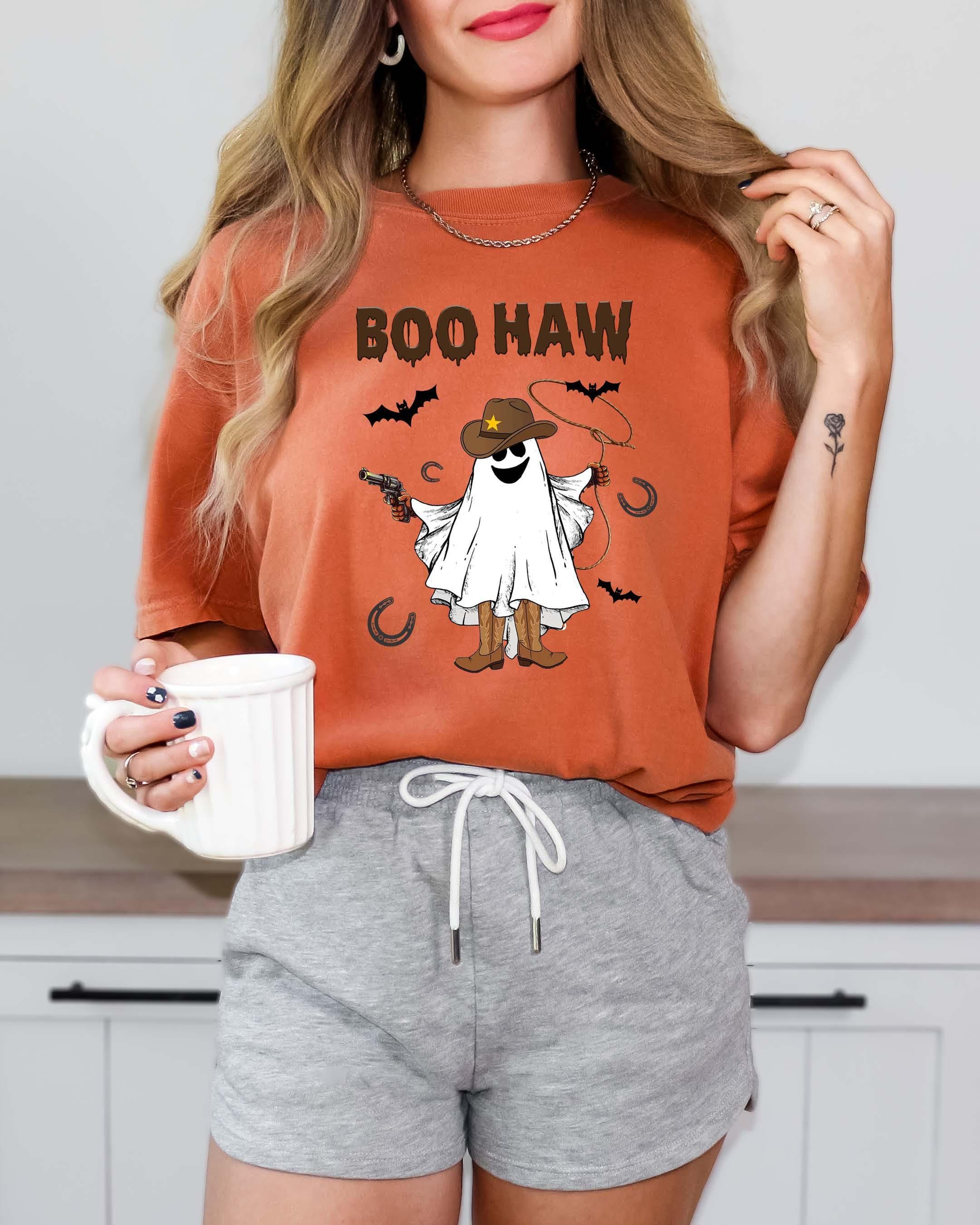 Comfort Colors® Boo Haw Shirt, Funny Ghost Cowboy Tee, Western Halloween Shirt, Spooky Fall Shirt, Country Girl Gift
