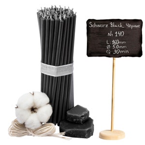Black beeswax candles high-quality ritual candles 16 cm Ø-5 mm I 30 min burning time image 1