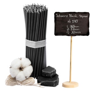 Black beeswax candles high-quality ritual candles 16 cm Ø-5 mm | 30 min burning time