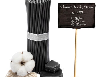 Black beeswax candles high-quality ritual candles 16 cm Ø-5 mm I 30 min burning time