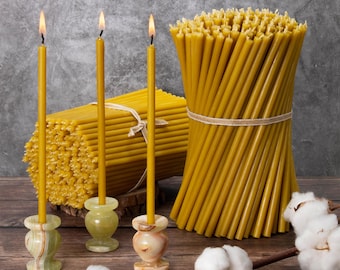 20-350 bundles of candles Yellow beeswax candles high-quality ritual candles 16 cm Ø-5 mm I 30 min burning time