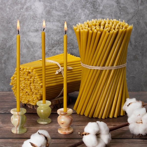 20-350 pieces candle bundle yellow beeswax candles high-quality ritual candles 16 cm Ø-5 mm I 30 min burning time