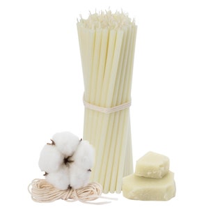 100 pieces Diveevo beeswax candles N140 high-quality ritual candles 16 cm Ø-5 mm I 30 min burning time in white