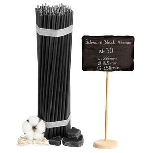 Black beeswax candles high-quality ritual candles 29.5 cm Ø-8.5 mm I 150 min burning time N30