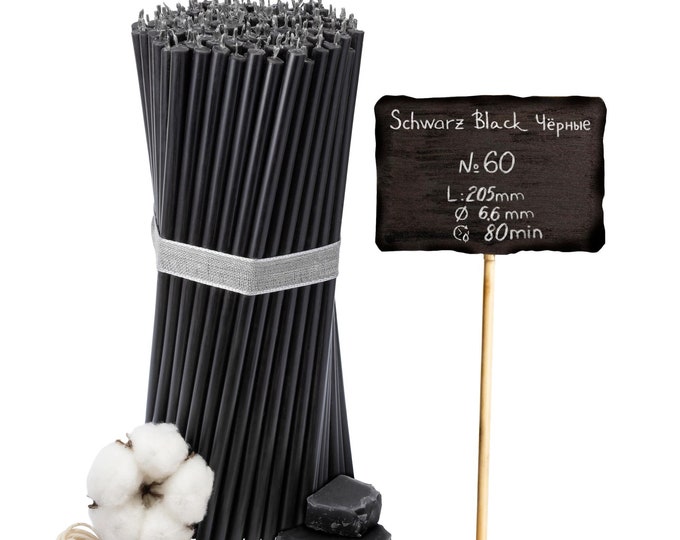 50-Piece Black Beeswax Ritual Candles For Meditation - 16.5cm, Smoke-Free, Made In Germany 4 thumbnail image