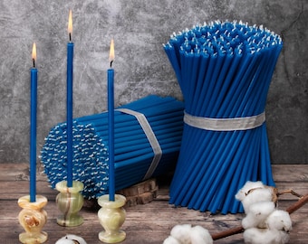 Bundle of candles Blue beeswax candles high-quality ritual candles colored through 16 cm Ø-5 mm I 30 min burning time