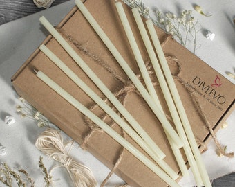 Bundles of 20-150 beeswax candles, high-quality ritual candles, 20.5 cm diameter, 6.6 mm thick, 60-minute burning time, white, No. 60