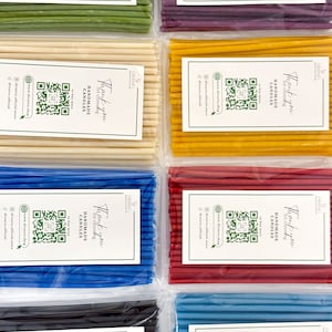 50 pcs Diveevo Church Beeswax Candles N140 high-quality ritual candles 16 cm Ø-5 mm I 30 min burning time in yellow, red, green, blue, black
