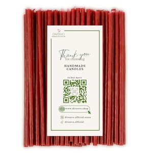 Velas de cera de abeja roja, velas rituales de alta calidad, 18,5 cm Ø-6,1 mm | Tiempo de combustión 60 min