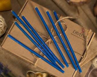 Candle bundle Blue beeswax candles high-quality ritual candles dyed throughout 18.5 cm Ø-6.1 mm I 60 min burning time