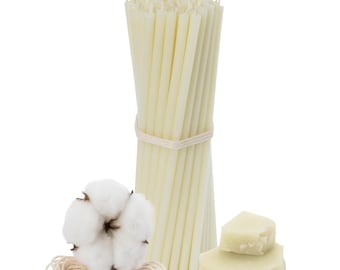 20 Diveevo beeswax candles N140, high-quality ritual candles, 16 cm diameter, 5 mm thick, 30-minute burning time, white