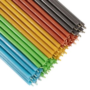 100 pcs. Beeswax Candles Set 5 Colors (Yellow, Green, Red, Blue, Black) – 16 cm, Burning Time 30 Min. – Handmade, Drip-Free & Natural