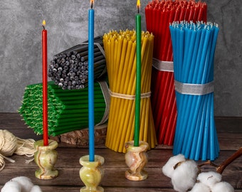 Diveevo candles N140, length 15 cm, burning time 30 minutes, 100% beeswax ritual candles, table decoration, smokeless, flexible