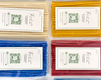 150 Diveevo Church Beeswax Candles N60 High-Quality Ritual Candles | Length: 20.5 cm, Diameter: 6.6 mm | 80-Minute Burning Time | Yellow, Red, Green