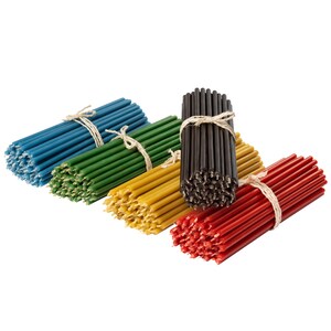 Diveevo ecclesiastical Beeswax Candles 250 pcs I Ritual Candles L-6.3 in, Ø-0.2 in I 30 min Burning time in Yellow Red Green Blue Black