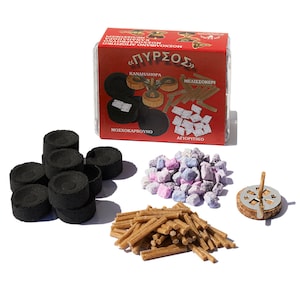 Incense set for home altar (charcoal, natural incense, wax wicks, cork floats for vigil oil lamps) I smokeless