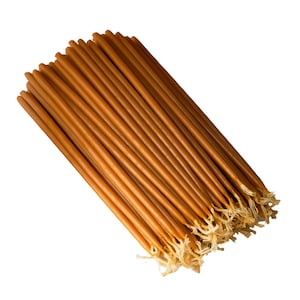 Greek pure beeswax candles premium quality smokeless handmade N3 33 cm, diameter 0.5 cm - 1 cm