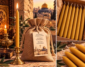 Blessed Beeswax Candles, Set of 3 – Handmade Prayer Candles made from 100% Beeswax, Jerusalem or Mount Athos, Christian Gift