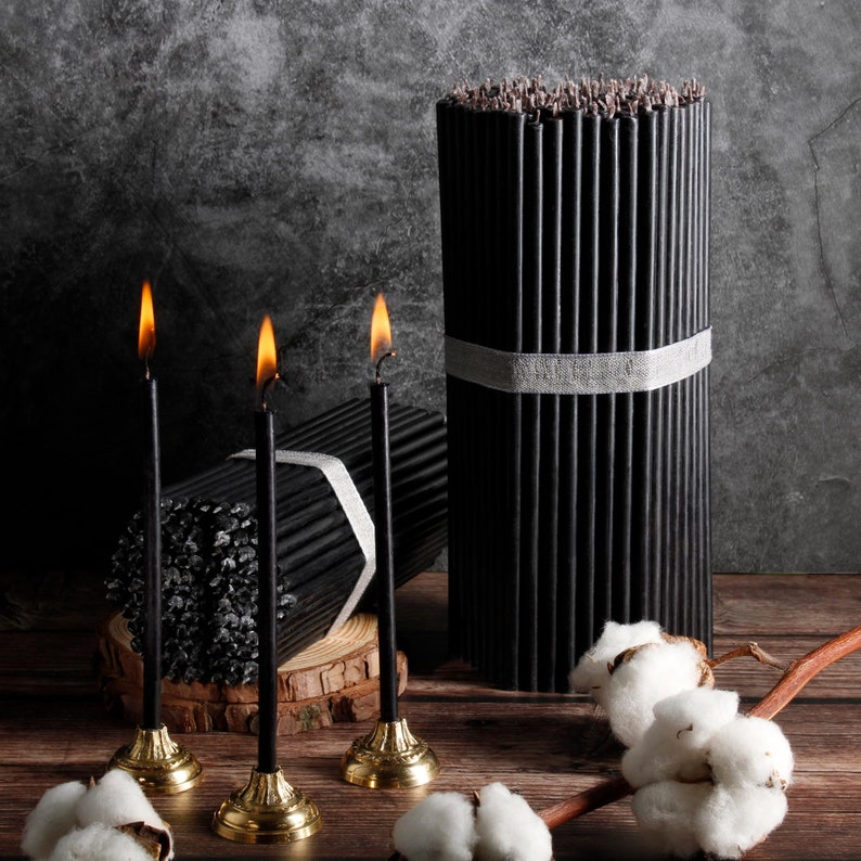 Black beeswax candles high-quality ritual candles 16 cm Ø-5 mm I 30 min burning time image 3