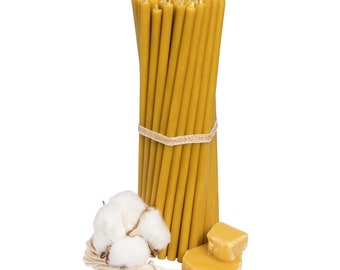 Yellow beeswax candles high-quality ritual candles 18.5 cm Ø-6.1 mm I 60 min burning time