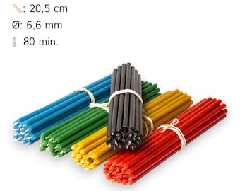 100x Handmade Candles N60 20.5 cm Color Mix for Spirituality Meditation Gift Idea Rituals