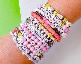The Flower Power DIY Stretchy Bracelet Jewelry Making Bead Kit For Adults Gift Beginners Beginners Beads Kit Set Letter Beads