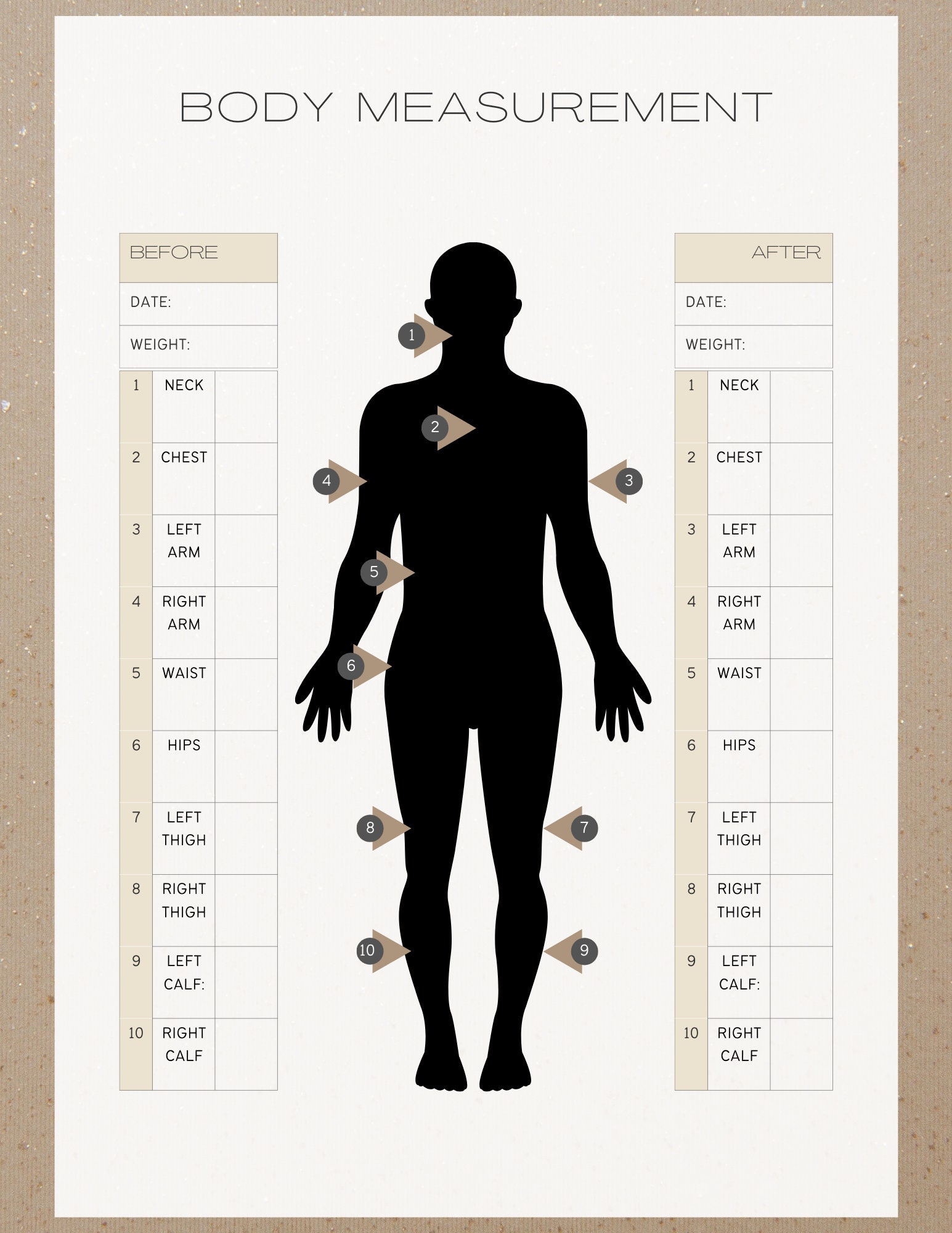 Body Form Measurement Tracker Etsy