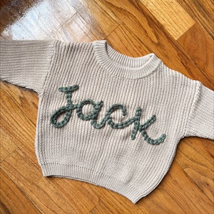 Personalized embroidered knit sweater